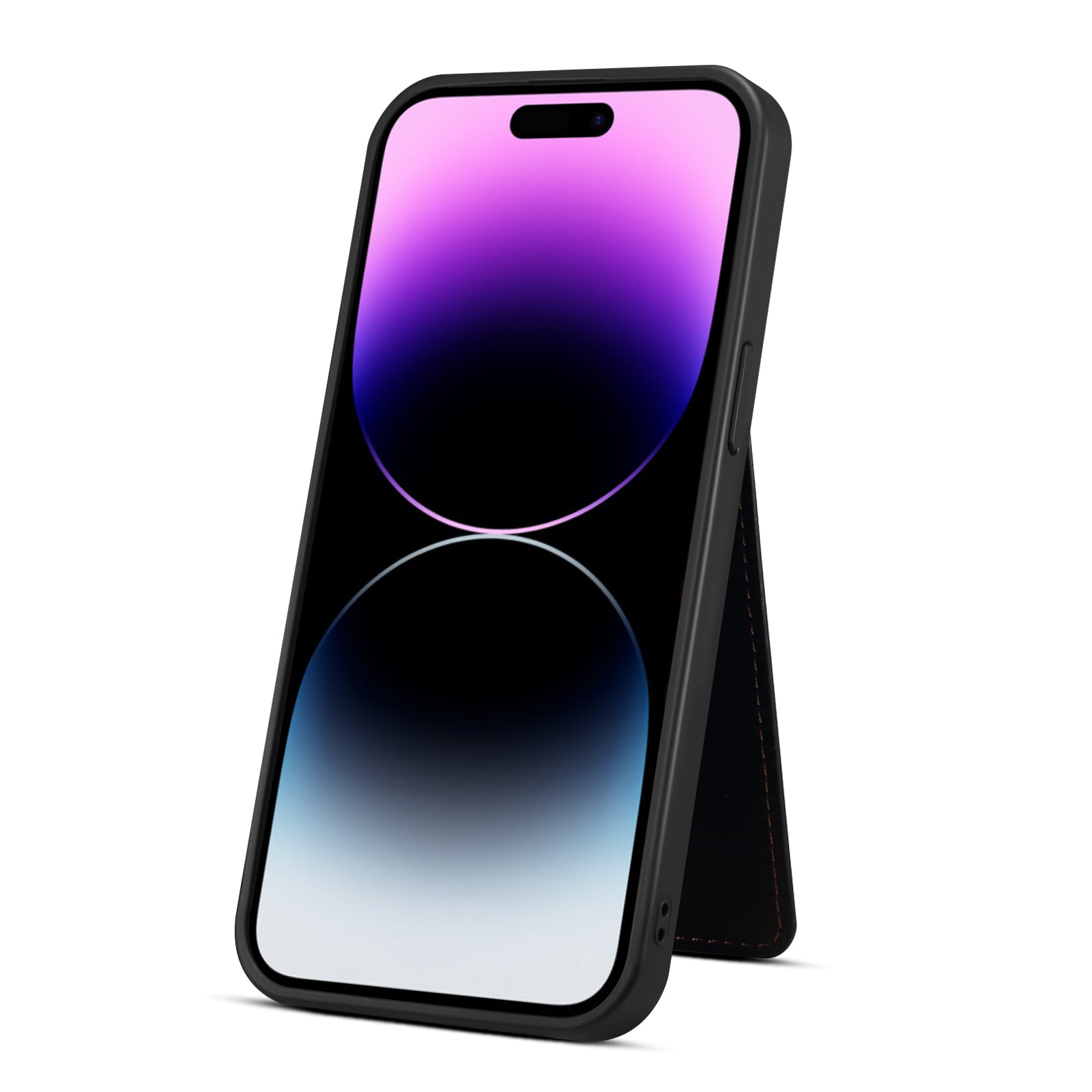 For iPhone 14 Pro Kickstand Phone Case Card Holder Leather Coated TPU Cover with Shoulder Strap For iPhone 14 Pro Kickstand Phone Case Card Holder Leather Coated TPU Cover with Shoulder Strap
